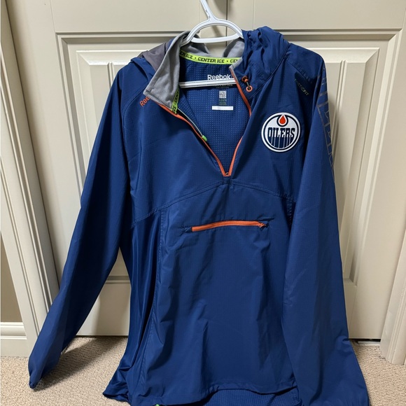 Men’s Reebok Edmonton Oilers Pullover Windbreaker - Picture 1 of 5